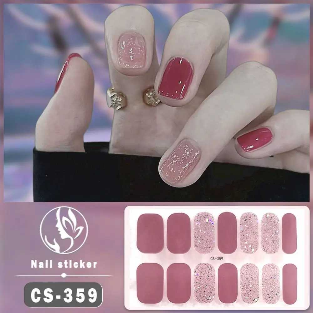 1 Sheet Foil Gel Nail Stickers Self-Adhesive Glittering Gel Full Nail Wraps Semi Cured Simple French Manicure Decal Nail MakingXJ240814