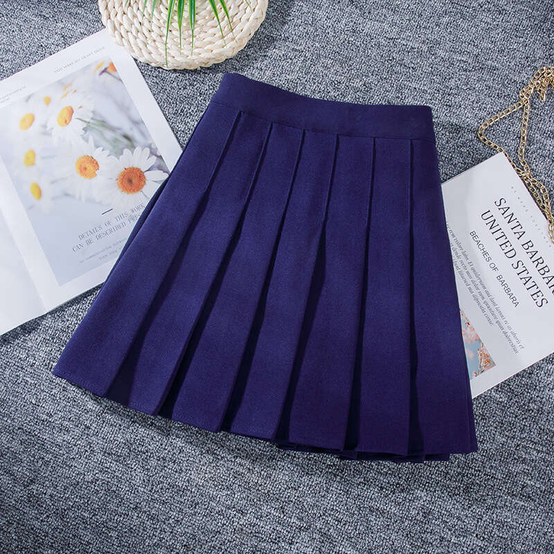 New 2023 Elastic Waist Pleated Skirt Casual Kawaii A-line Plaid black tennis Japanese School Uniform Mini Skirts for Girls s