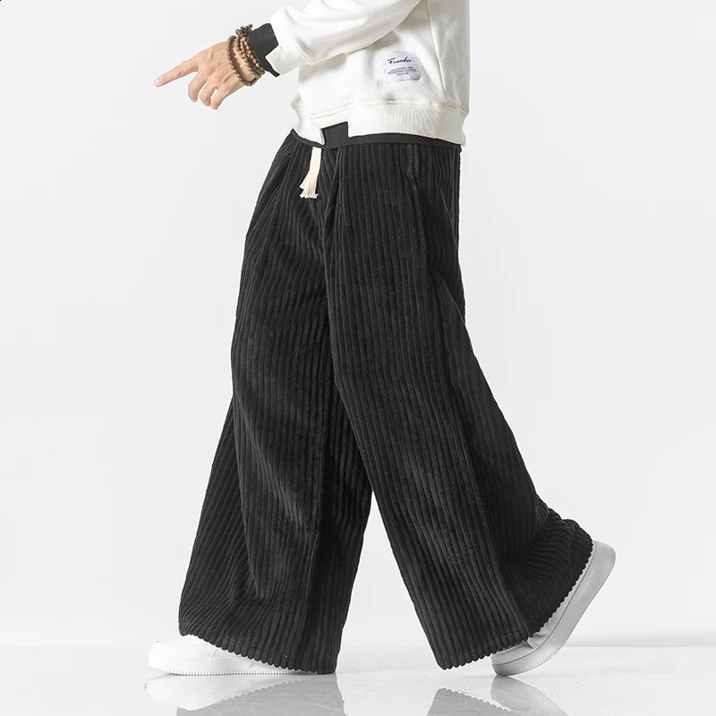 Vintage Men Corduroy Pants Harajuku Mens Solid Color Wide Leg Harem Pants Men Streetwear Casual Jogging Trousers Oversized 5XL 240814