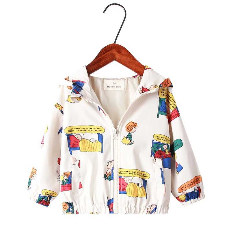 New summer autumn childrens jacket fashion cartoon print baby girls and boys jacket 1-7Y childrens hooded boys/girls top W240807
