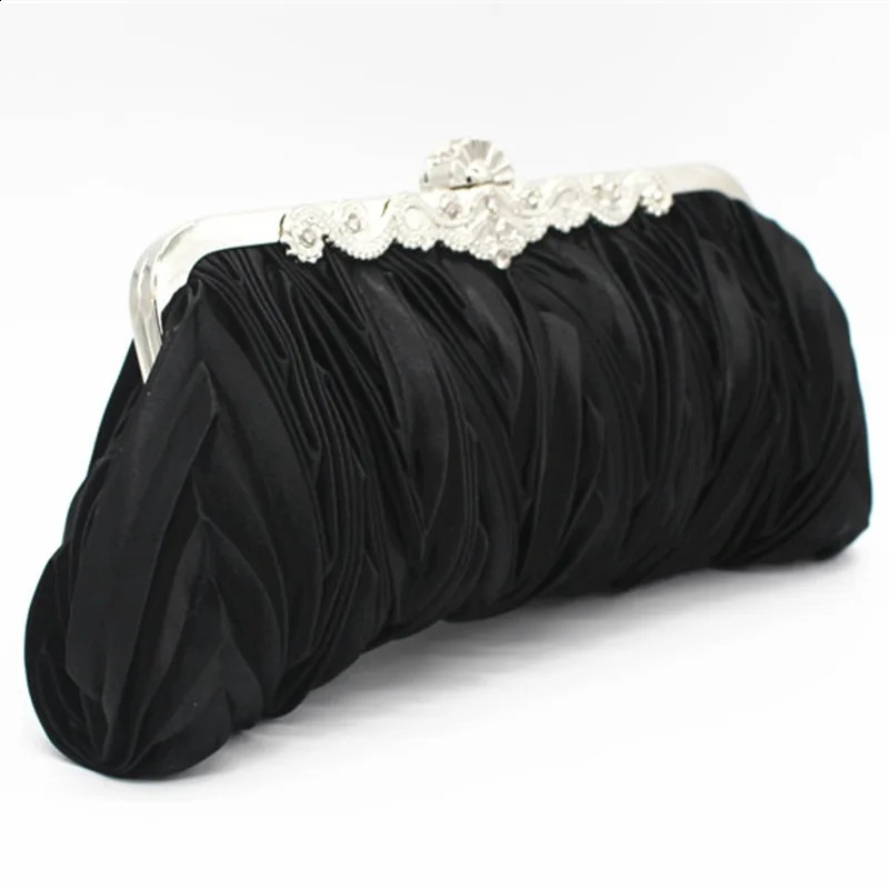 Fashion Lady Party Wedding Handbag Purse Soft Evening Bag Bridal Women Satin Crystal Clutch 240813