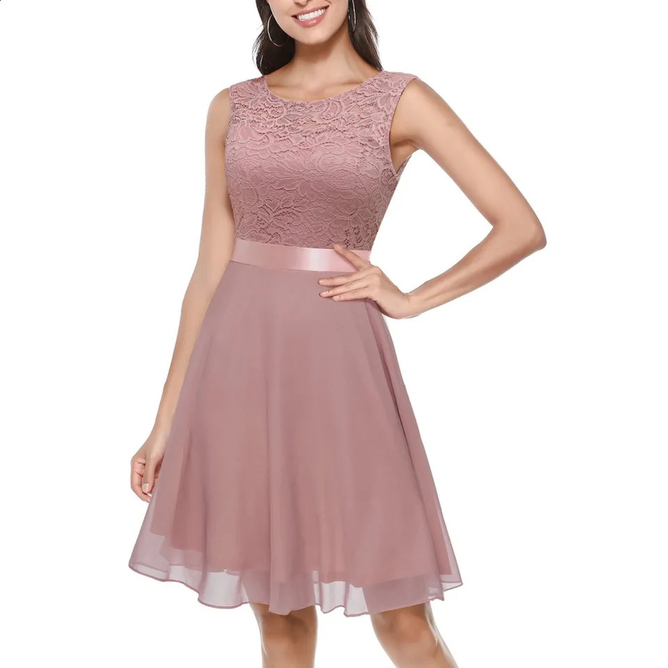 Elegant Floral Lace Formal Occasion Dresses for Women Summer Solid Color Bridesmaid Wedding Party A Line Dress Vestido De Fiesta 240815