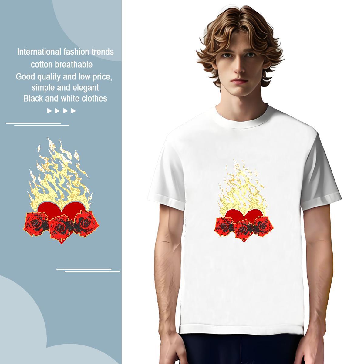 T Shirt For Man 230g Pure Cotton painting Summer Casual O Neck Short Sleeves Customized Men Clothes T-Shirt Casual New Wholesale Tops Shirt