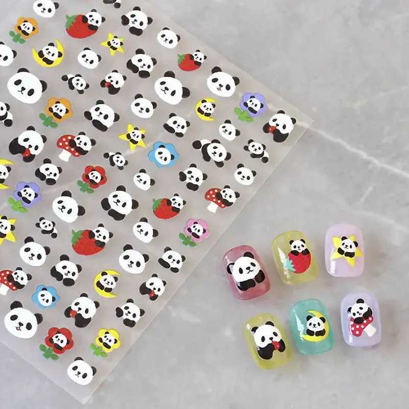 Cute Cartoon Nail Art Stickers Bear Rabbit Flowers Panda Designs Adhesive Decals for Nails Manicure DecorationXJ240814