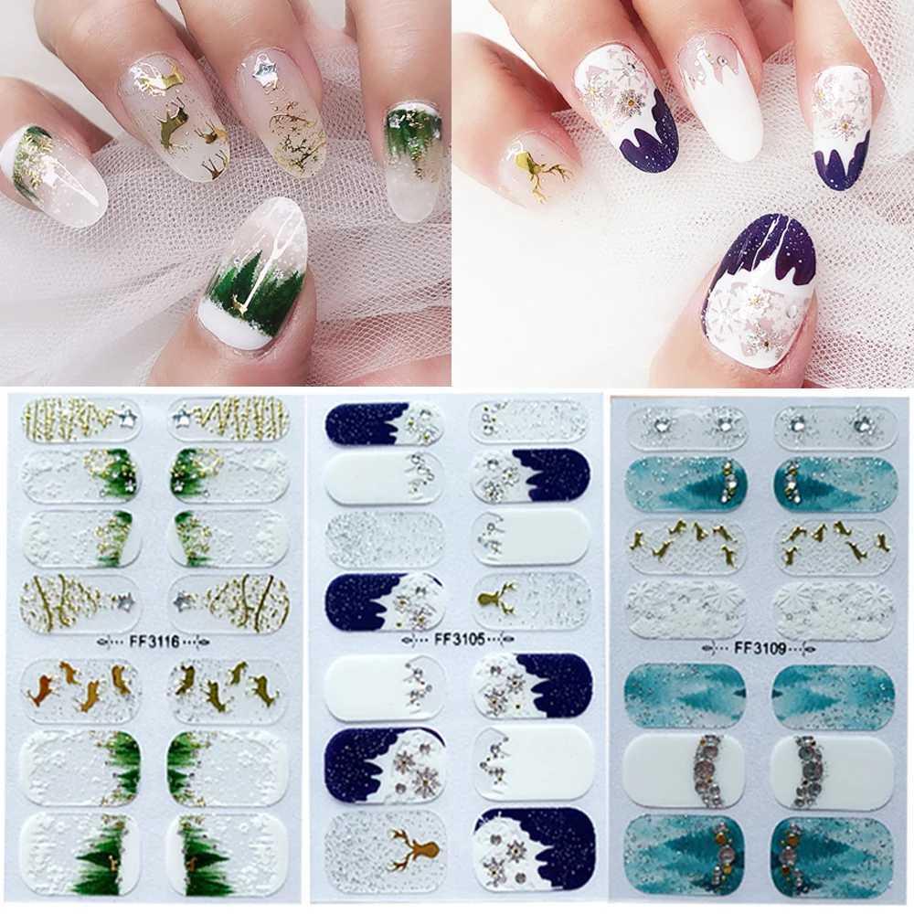14Tips 3D Foil Nail Decal Christmas Nail Sticker DIY Manicure Full Nail Wraps Full Cover Self-adhesive Nail Art DecorationsXJ240814