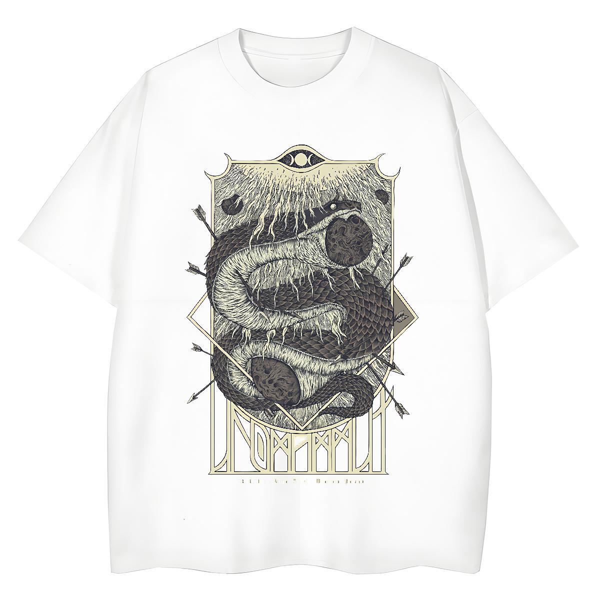 Comfortable Men T Shirts snake Breathable Sports Casual Cartoon Printing L-4XL 230g Pure Cotton Men Tees Fashion Casual Polos