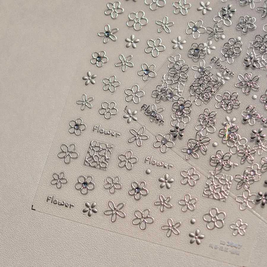 1 piece of cute multi-color large bow nail stickers 5D exquisite embossed lines flowery style nail art decoration stickersXJ240814