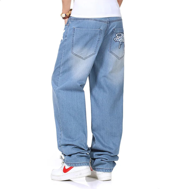 ABOORUN Man Loose Baggy Jeans Hip Hop Skateboard Denim Pants Street Dance Rap Trouses for Male 240816
