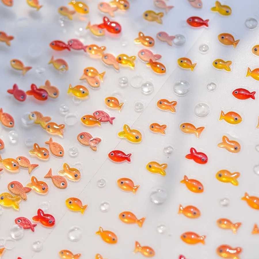 1pcs Jelly 5D Colorful Small Fish Japanese Nail Art Stickers Kawaii Summer Nail Decoration Decals Self Adhesive DIY SliderXJ240814