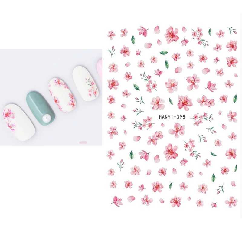 3D Nail Stickers Watercolor Nail Stickers Blue White Flower Nail Art Decals Beauty Flower Decoration For TIP NAIL BeautyXJ240814