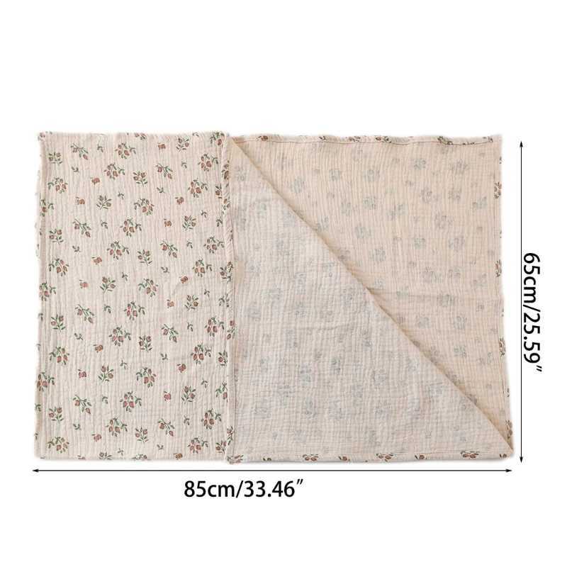 Cotton Swaddle Blanket Baby Blanket Solid Color Floral Print Muslin Diaper Swaddle New Born Crinkle Fabric Born Stroller Cover Y240815
