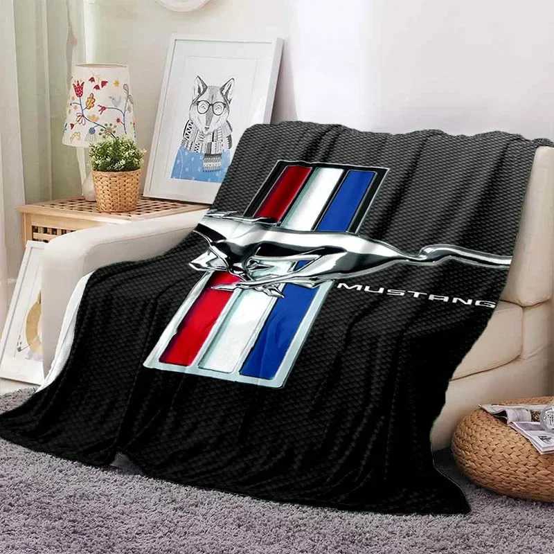 Fashion Sports Car F-Ford Mustang Plush Blanket Four Seasons Home Portable Picnic Warm Children Adult Gift Blanket Y240815