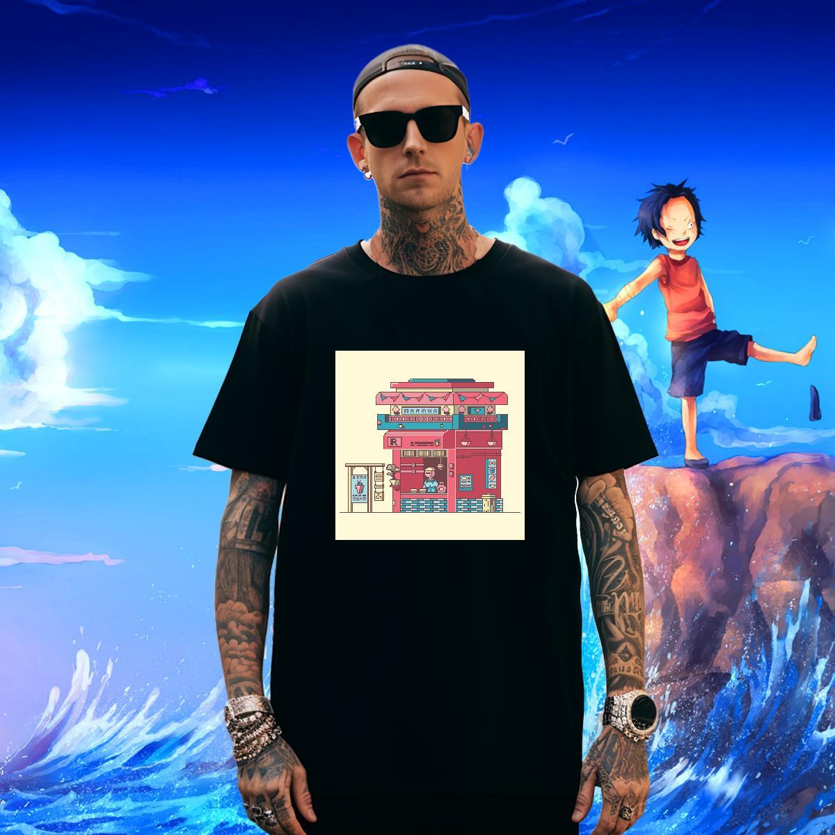 Unisex Tshirts Beach 230g 100% Cotton Custom Cartoon Short Sleeve Soft robot T-Shirts Fashion Design Clothings