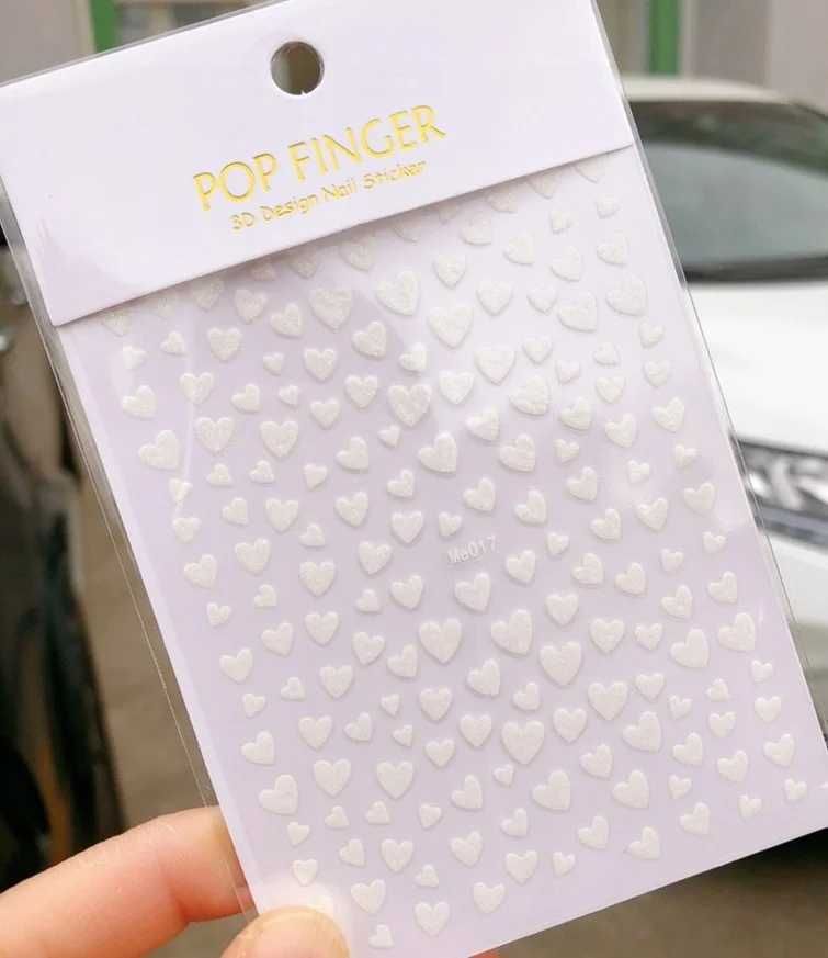 Nail Art Stickers Heart 3D Nail Sticker Gold Silver Black Sexy Red Nail Design Decal with Glitter Powder Nails AccessoriesXJ240814