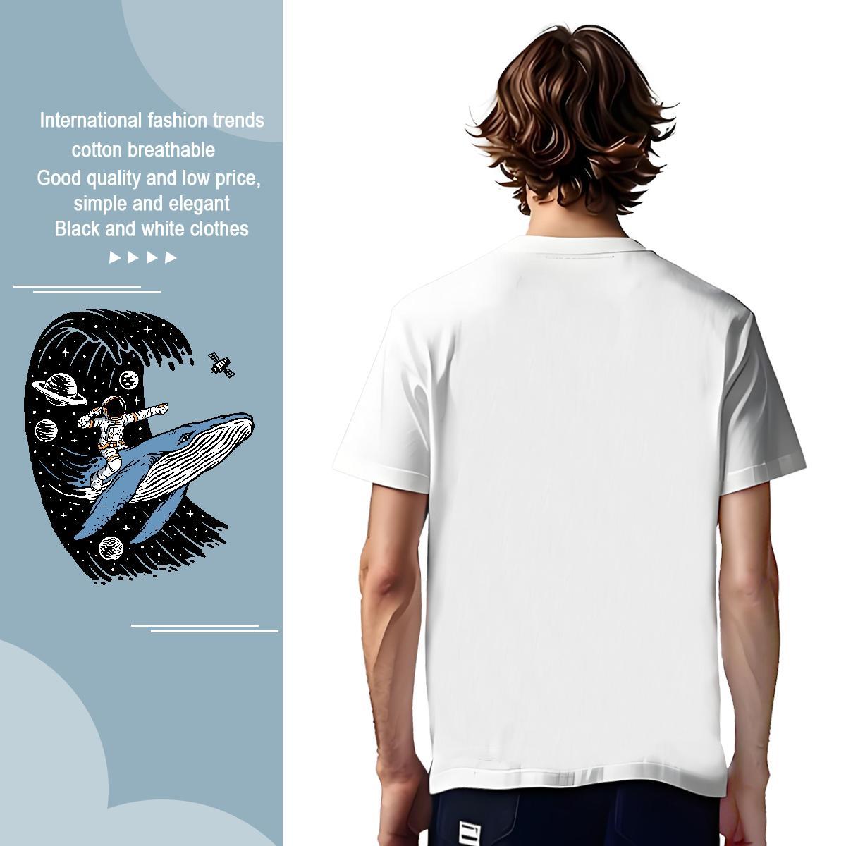 Man T Shirts 230g Cotton cosmonaut Anime Printing Street Round Neck Short Sleeve Custom Anime Couples T Shirts 2024 Designer Free Shipping Wear