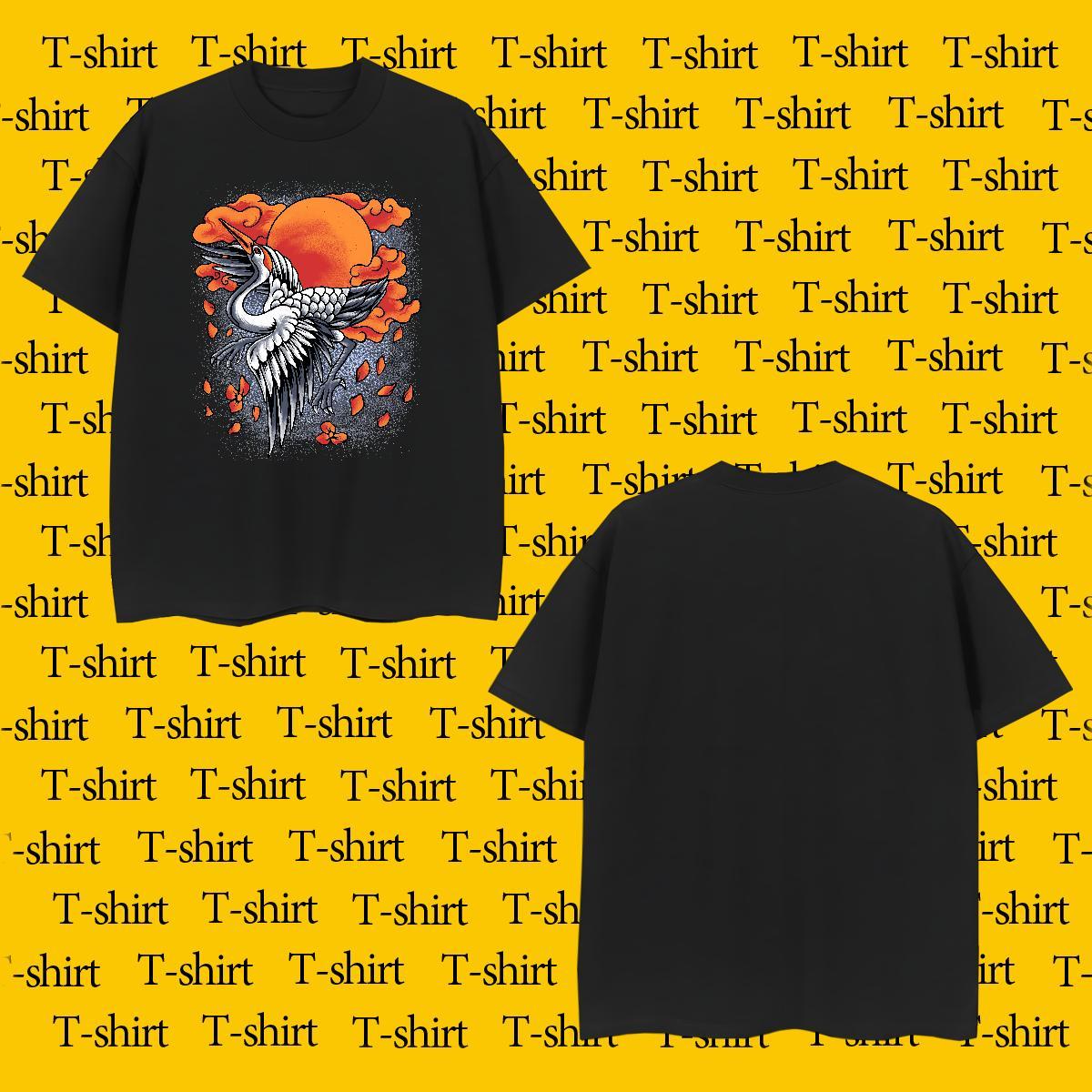 Comfortable T shirt eagle O Neck Short Sleeves Home Outdoor Cartoon Print 230g Cotton Men Tops Tees Fashion Designer Polos