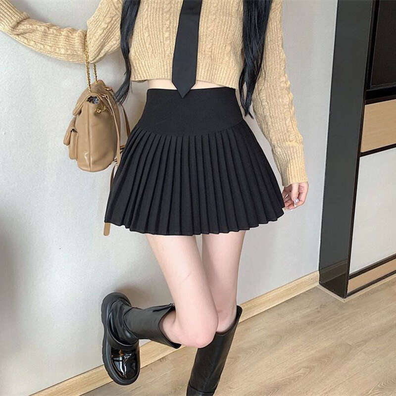 High-Waist Eleastic Pleated Skirt Women Solid Jk Pretty Style Cheerleader A-Line Tennis Sports Haruku Girl Dress