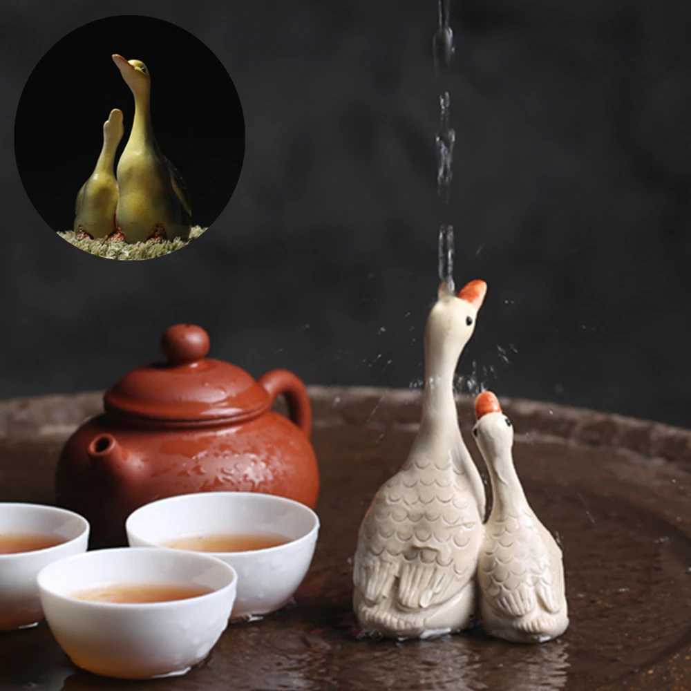 Discolor Handmade Purple Clay Duck Tea Pet Figurines Swan Tea Ceremony A Tea Set Gift Zen Change Color Accessories AnimalXJ240814