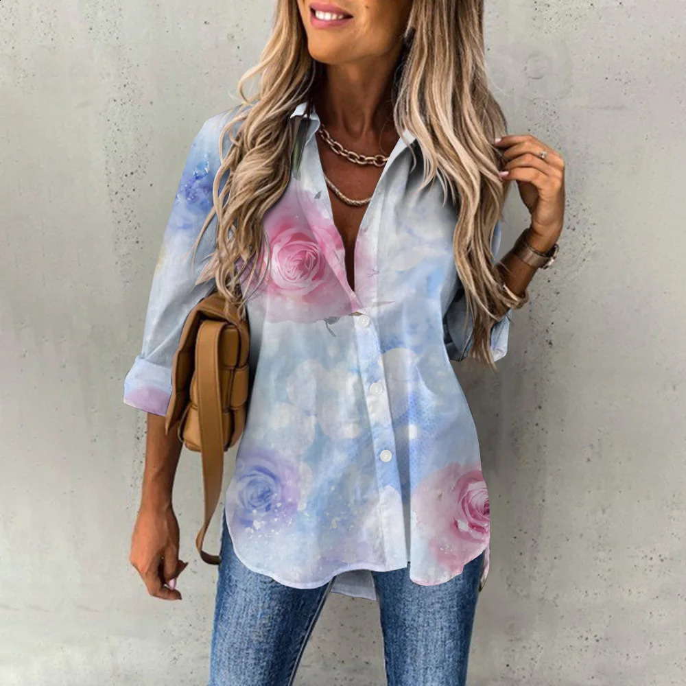 Womens Spring Fashion Casual Street Button Shirt Elegant and Comfortable Long Sleeve Loose Blouse Top Office Lady Clothing 240815