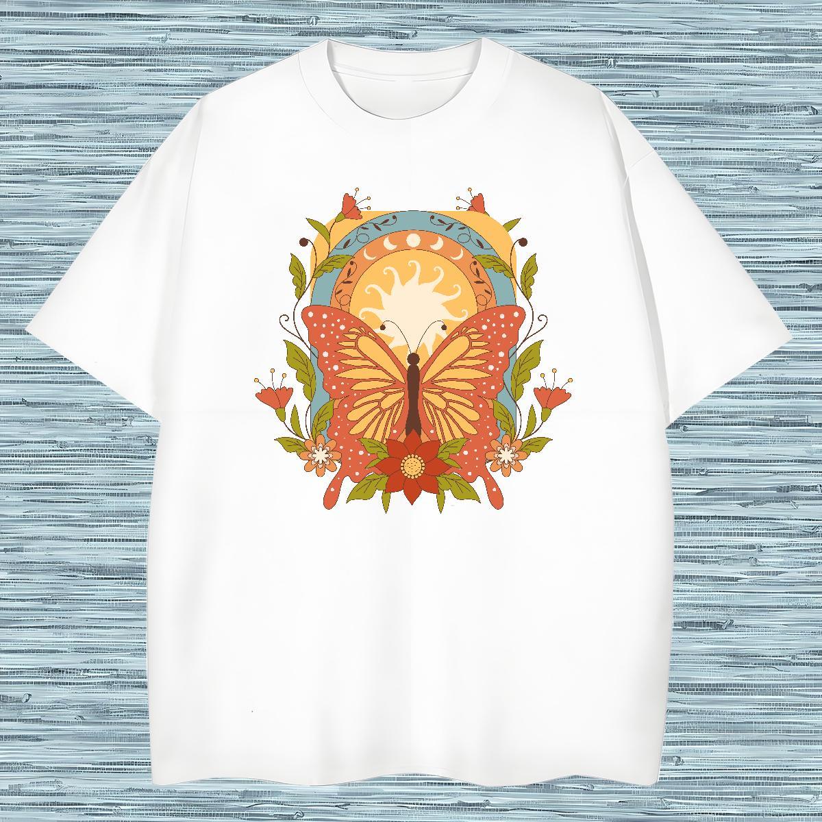Wholesale Mens T Shirts Butterfly Round Neck Short Sleeve Street Casual Oversized 100% Cotton 230g Tshirts Stylist Clothings