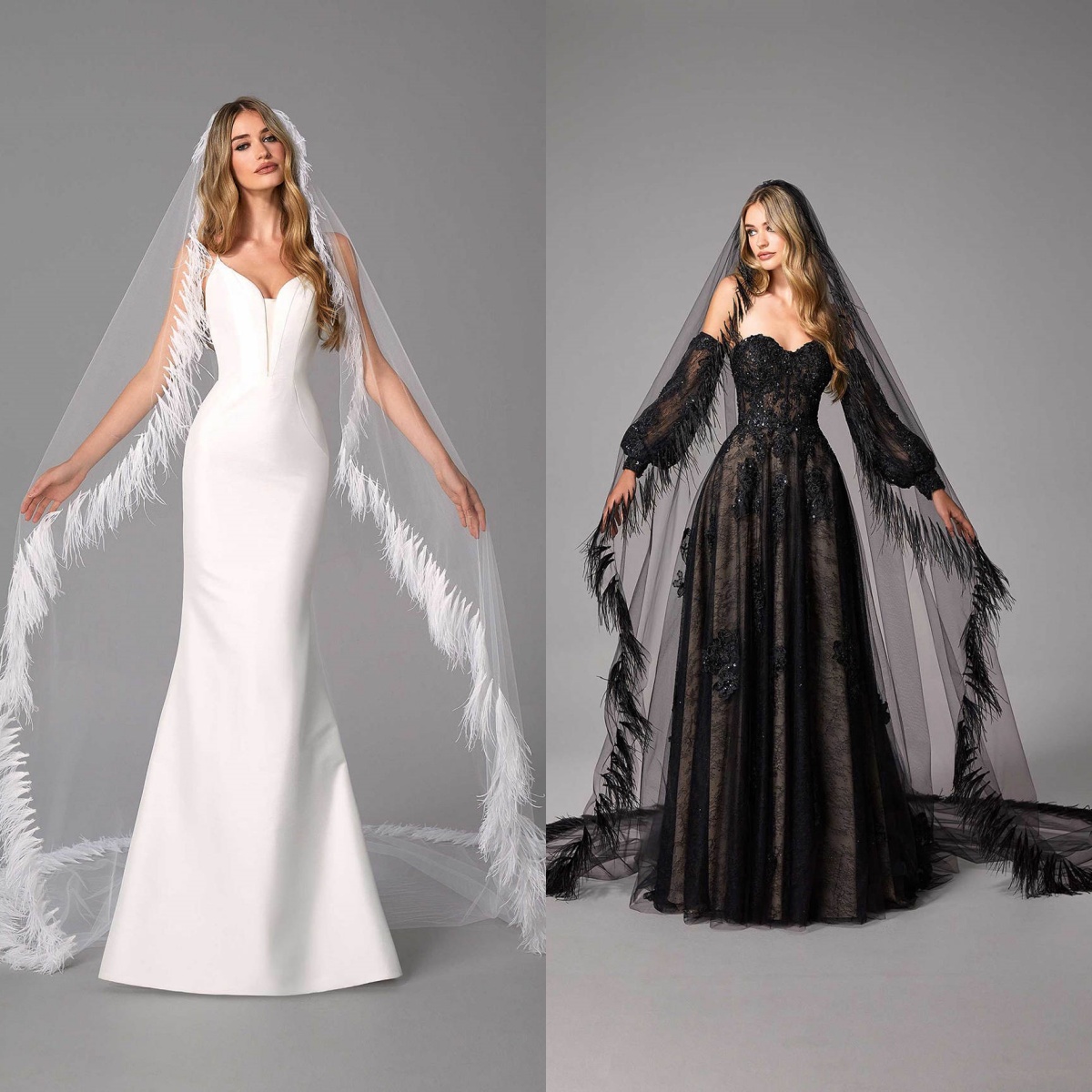 Luxury Wedding Veil Feather One Layer Long Cathedral Length Veils Applique Edge Custom Made Bridal Accessories High Quality