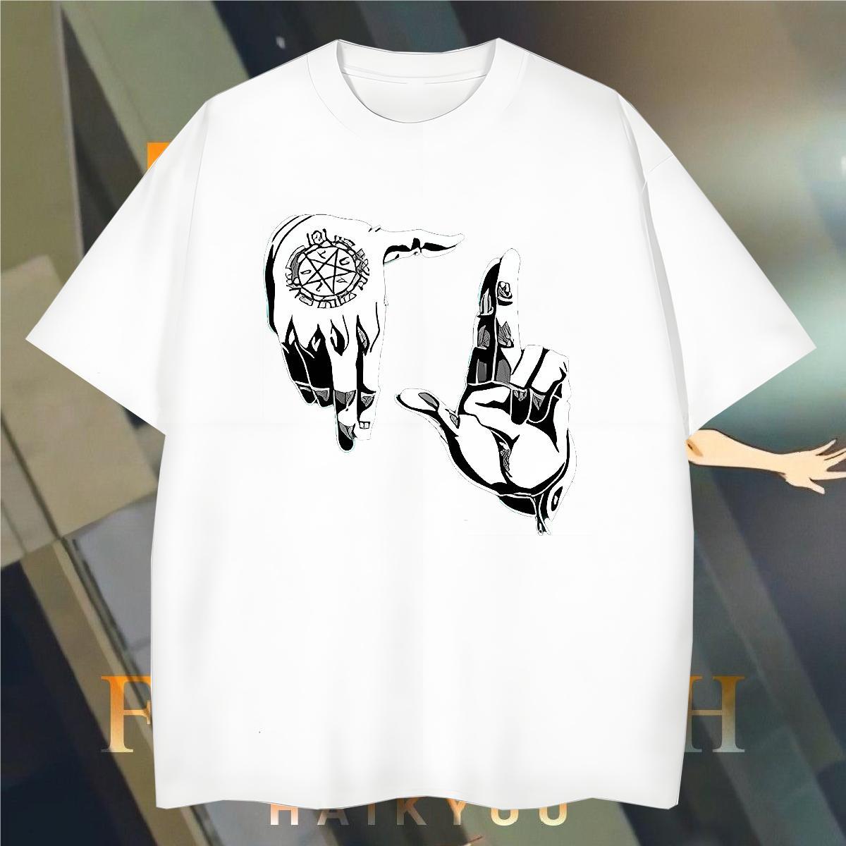 Man T Shirts 230g 100% Cotton hands Summer Casual Breathable Crew Neck Skull Men Clothes T-Shirt New Arrival Soft Tops