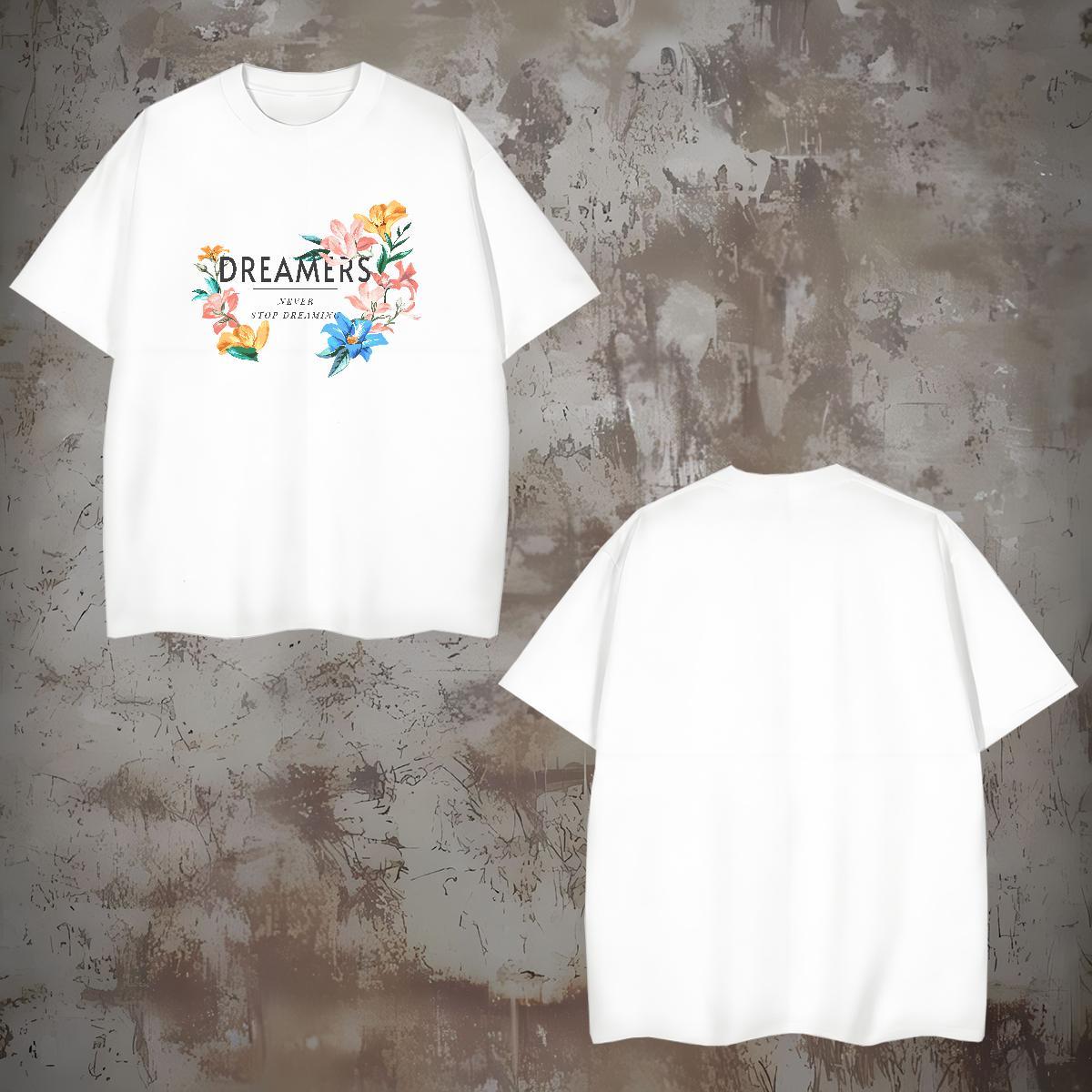 TOP Quality flower T shirt Daily Wear Men Tops Tees 230g 100% Cotton DIY Customized Short Sleeve Soft Customized Print Top Tees