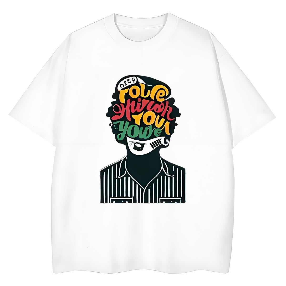 High Quality Men Clothes T-Shirt Anime Printing Street 230g Pure Cotton Asian Size Crew Neck Breathable letter Man T Shirts New Designer Tshirts
