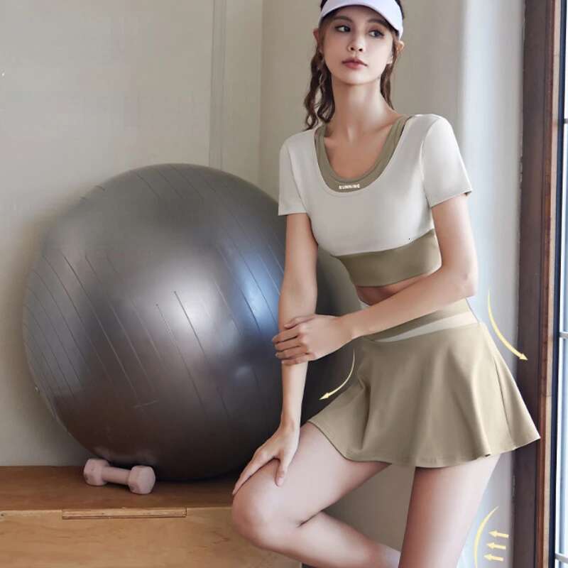 Sports Summer Women quick dry elastic running high waist fiess short skirts tennis run Gym yoga skirt with shorts s