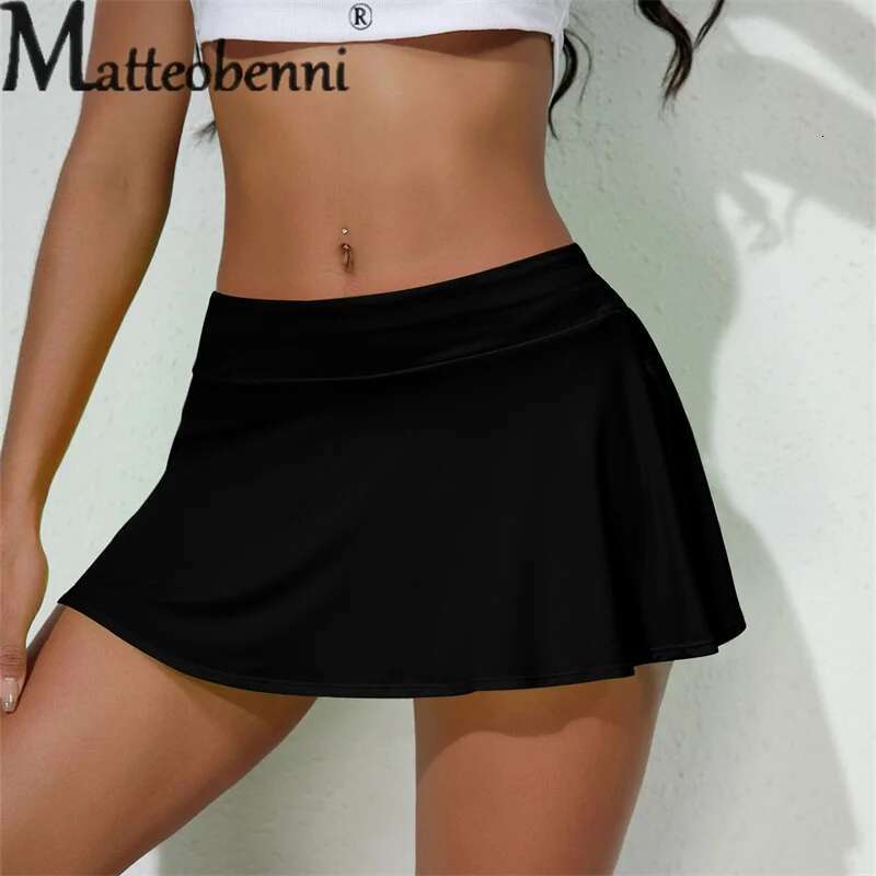 Solid Sports Color Ultra Short Tennis Skirt Women Split Hem Quick Drying Breathable Half-body Dresses Running Dancing Yoga Wear