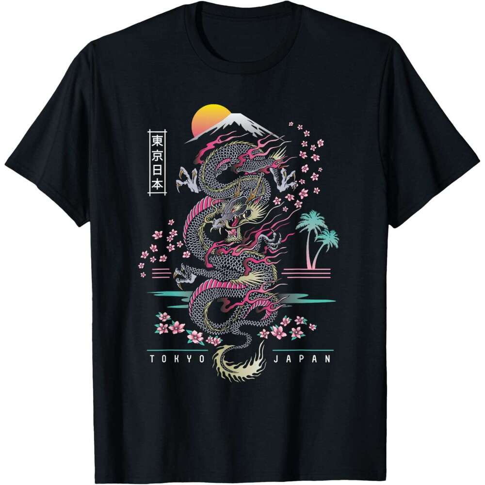 25ss T shirt for Mens Japanese Tokyo Dragon Asian inspired retro 80s style T-Shirt Shirts Tshirt Graphic Tee Casual Tops Short sleeve Free shipping