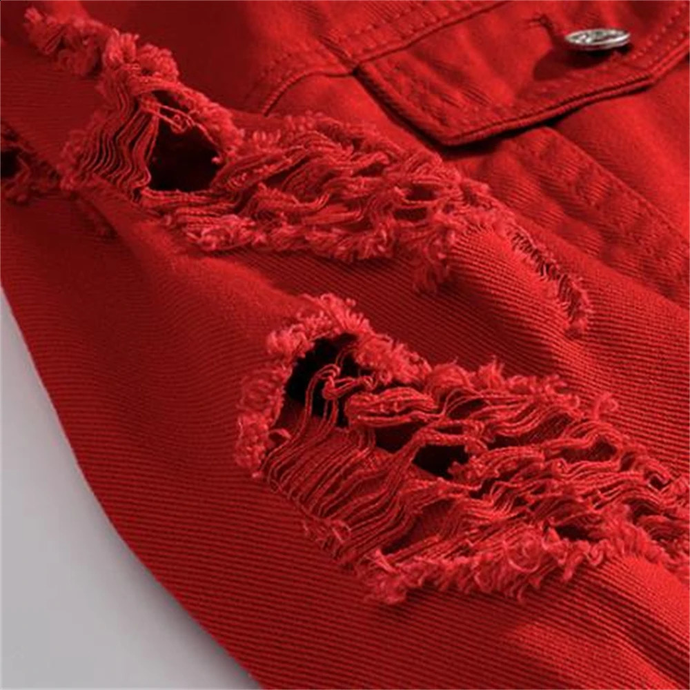 2024 ly Autumn Denim Outerwear Fashion Tops Mens Jacket Slim Fit Punk Style Hip Hop Denim Coat Couple Streetwear Hole Jackets o240814