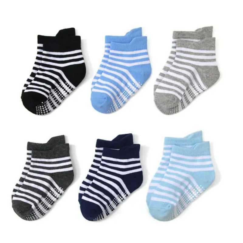 6 pairs/batch of anti slip ankle socks for children aged 0-7 low cut socks for boys and girls rubber floor socks for boys and girls W240814
