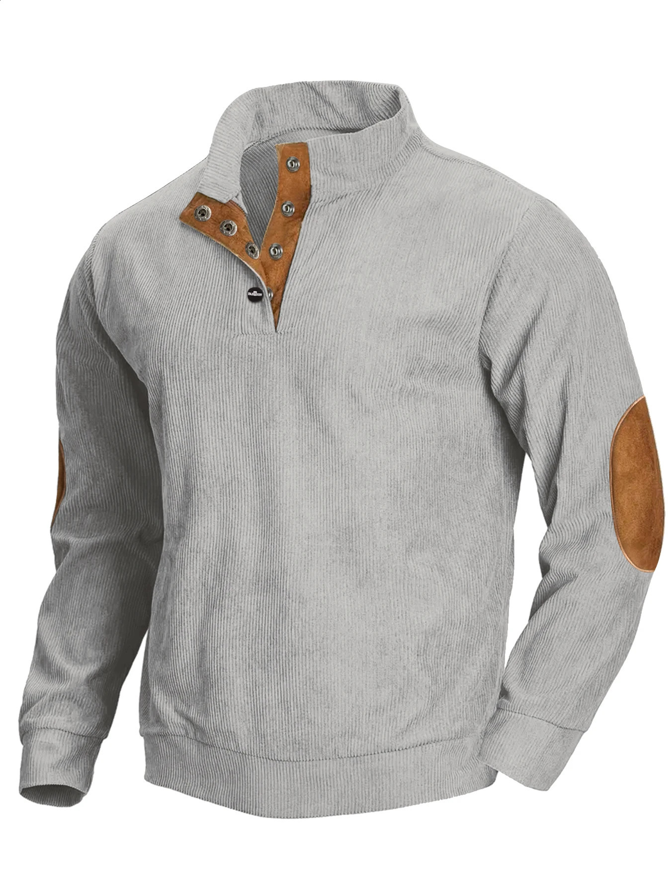 Mens High-end Corduroy Spring and Autumn Stand Collar Pullover Long-sleeved Fashion Casual Sweater 240809