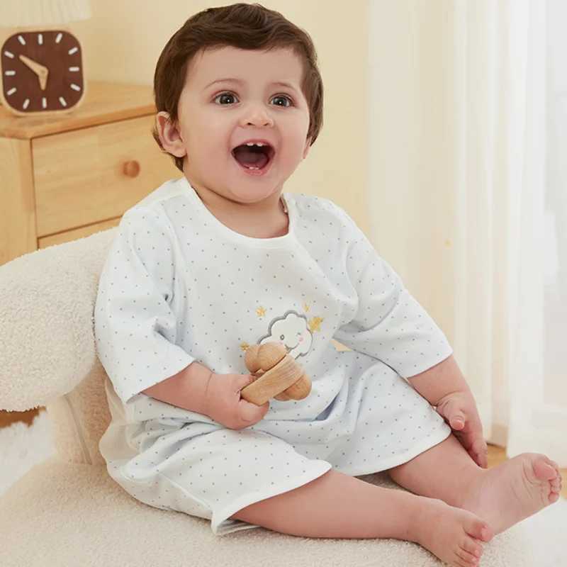 3m-3y Three-quarter Sleeve Baby Sleeping Bag Summer Skin-friendly Kids Breathable Sleeping Bag Pure Cotton Soft Infant Clothing Y240814