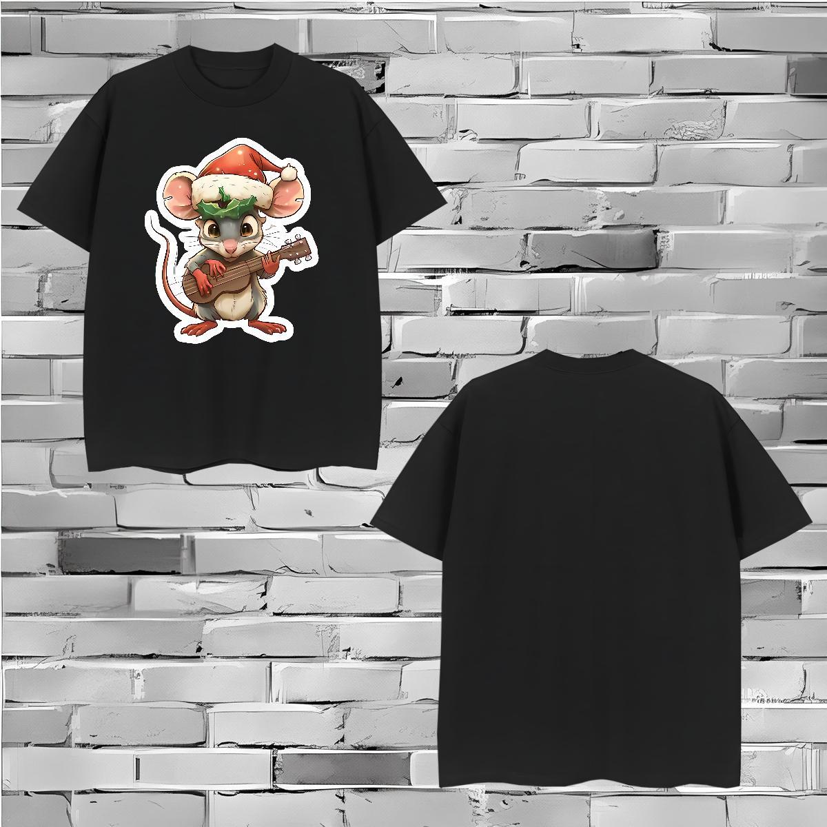 Classic T shirt mouse Breathable Crew Neck Casual Beach Black Oversized 230g Cotton Men Tees Fashion Casual Top Tees
