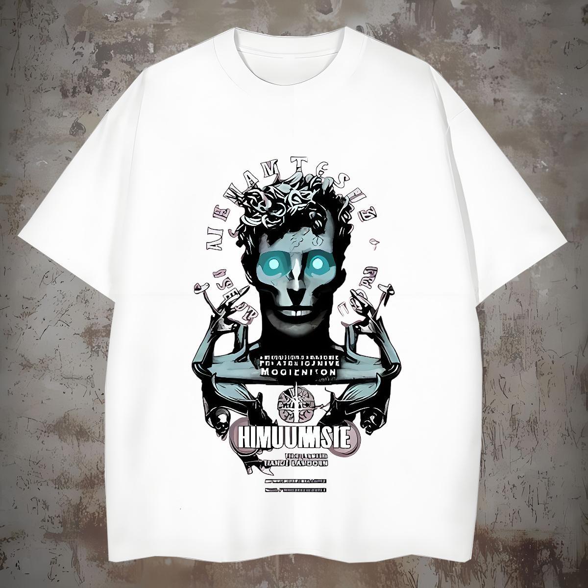 Men T Shirts 100% Cotton 230g portrait Casual Beach Crew Neck Breathable Black White Men Tshirts 2024 Designer Cool Clothings