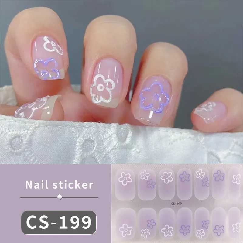 Flower Full Cover Nail Sticker Press on Full Nail Wraps Adhesive Long-Lasting Manicure Quick Nail Design Decals for Nail StarterXJ240814