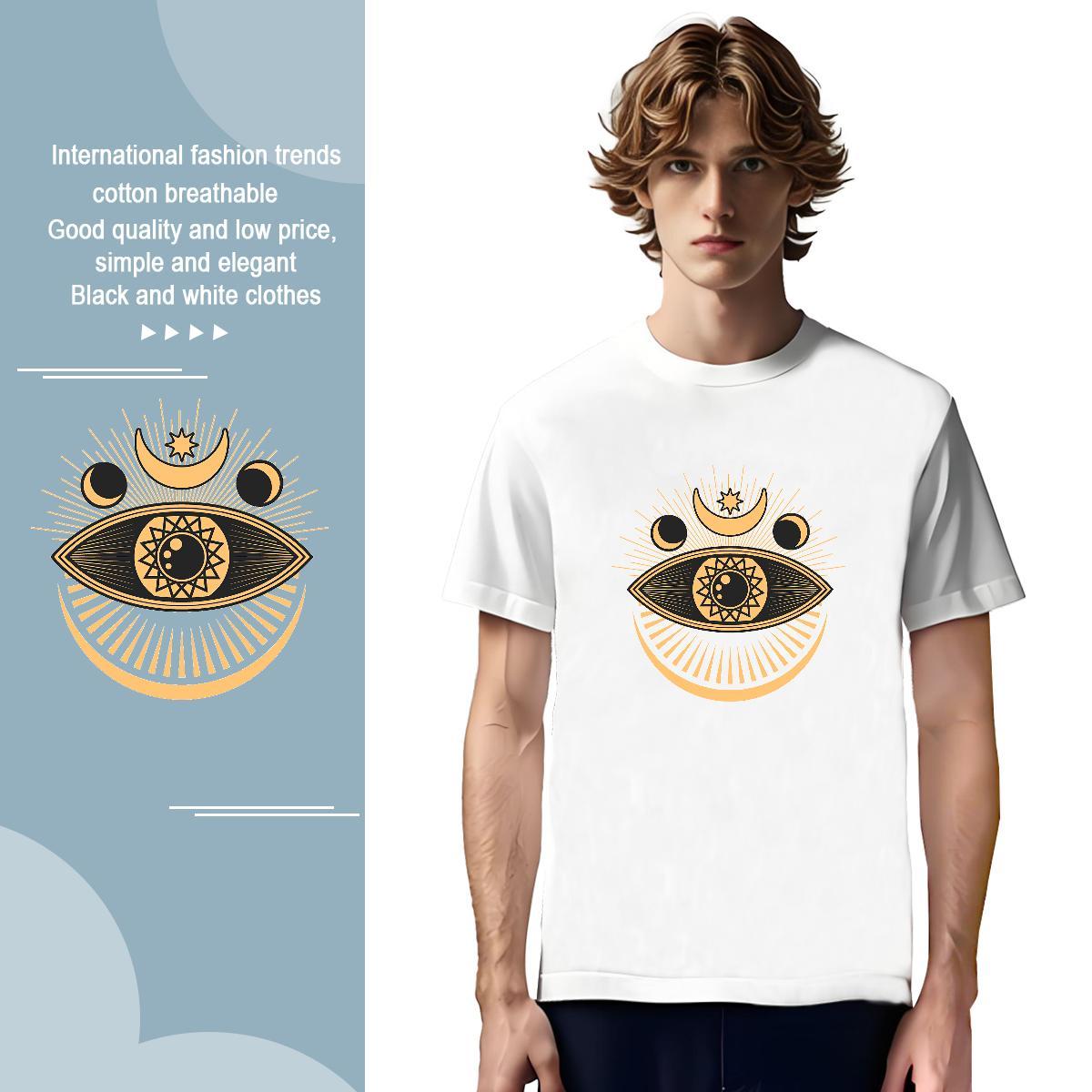 T-Shirts for Men 100% Cotton 230g eyes Hip Hop Breathable Crew Neck Oversized 4XL Men Tops Tees Fashion Classic Clothings