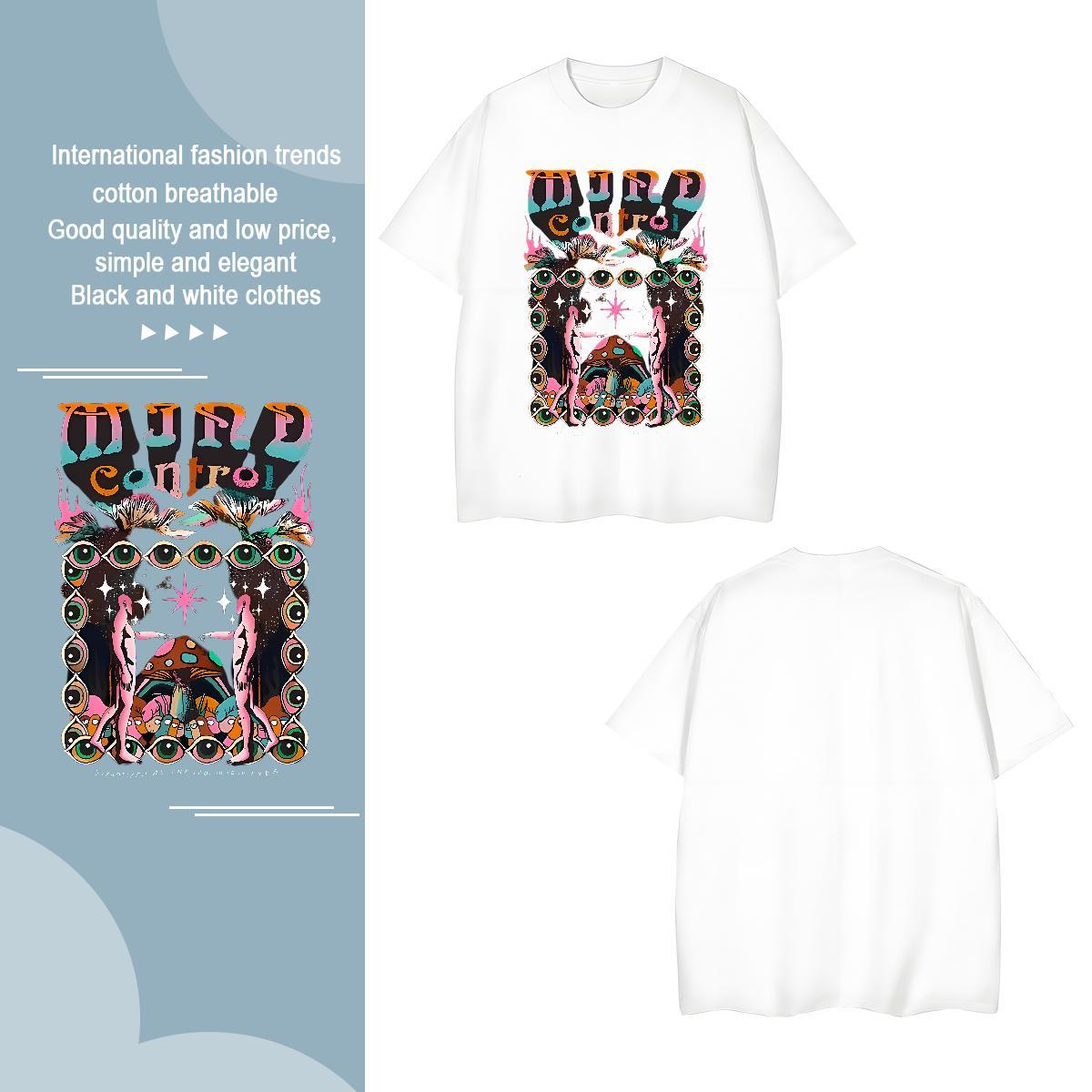 Men T Shirts 230g Cotton mushroom Street Casual Crew Neck Cartoon Print Men Clothes T-Shirt Stylist Brand Tees Shirts