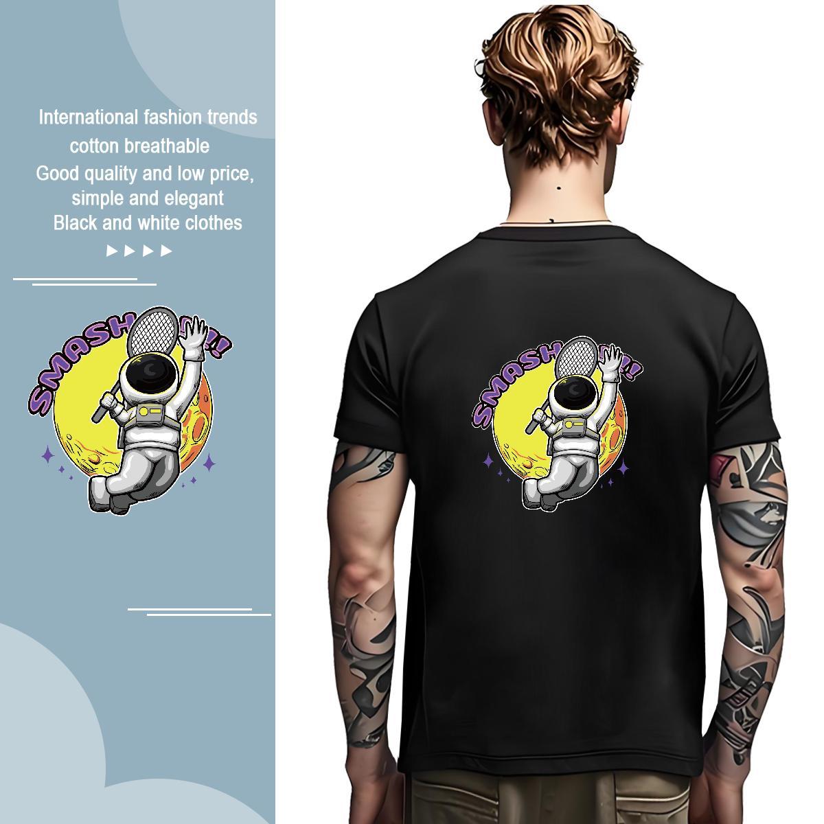 T-Shirts for Men 230g Pure Cotton universe Beach Breathable Short Sleeve DIY Men Tshirts Fashion New Unisex Tops Shirt