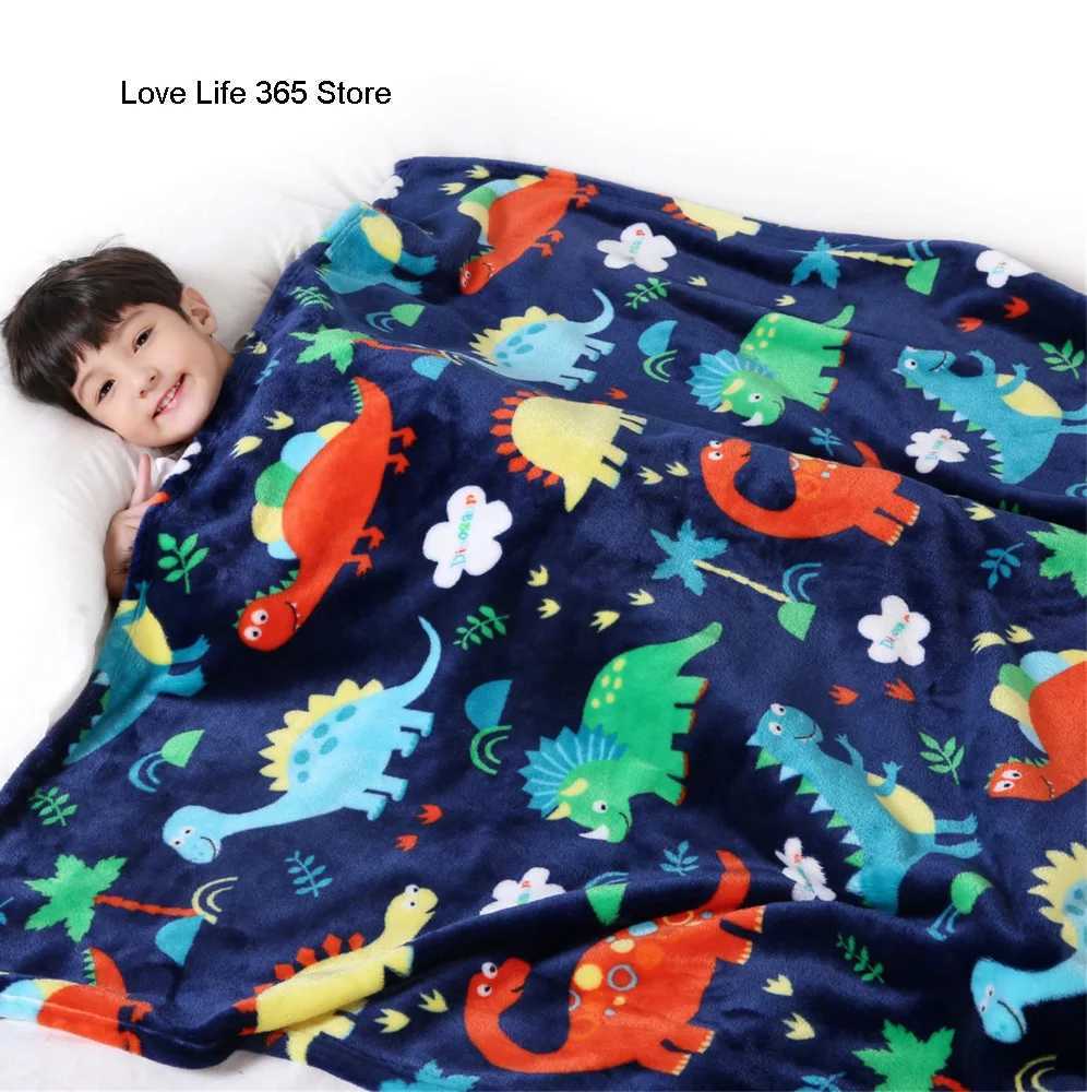 Kids Dinosaur Flannel Blanket For Children Sleep Blankets For Boys Girls Christmas Gifts Picnic Travel Bed Sofa Chair All Season Y240815