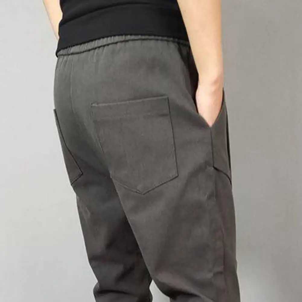 Solid color harem pants mens Trouser elastic waist pencil pants mens tight ankle Trouser pantalones hombreW240725