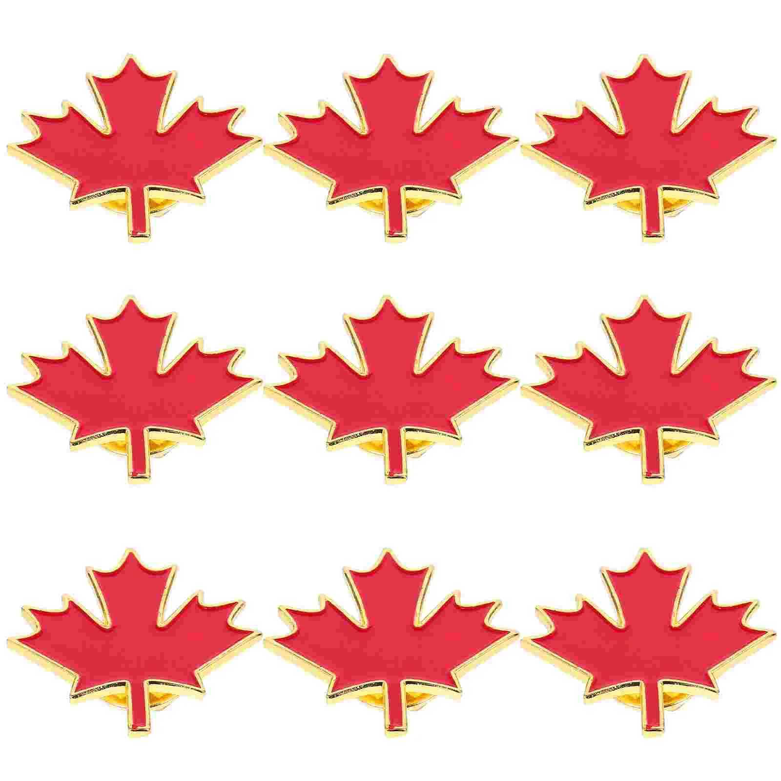 10 pieces of metal brooches for decorating fashionable maple leaf girls and ladies W240815