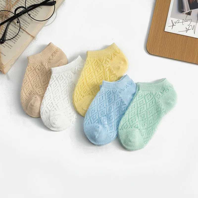 5 pairs/set of thin childrens baby socks summer rotating 0-5 year mesh breathable cotton socks boys and girls KF552 W240814