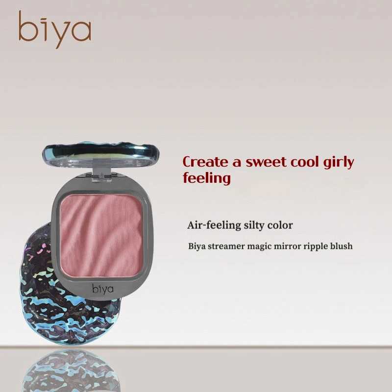 Biya Ripple Blush Powder Blusher Pure Desire Cute Sweet Plain Makeup Supernatural Monochrome High-quality Low Saturation Y240815