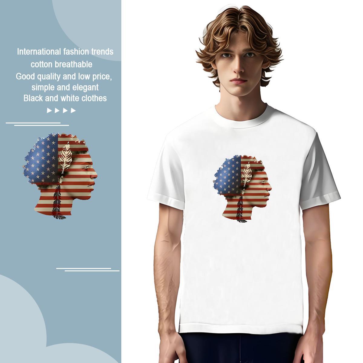 Men T Shirts 230g Pure Cotton portrait Anime Printing Street O Neck Short Sleeves Custom Printed Mens Tshirts 2024 Summer Wholesale Wear