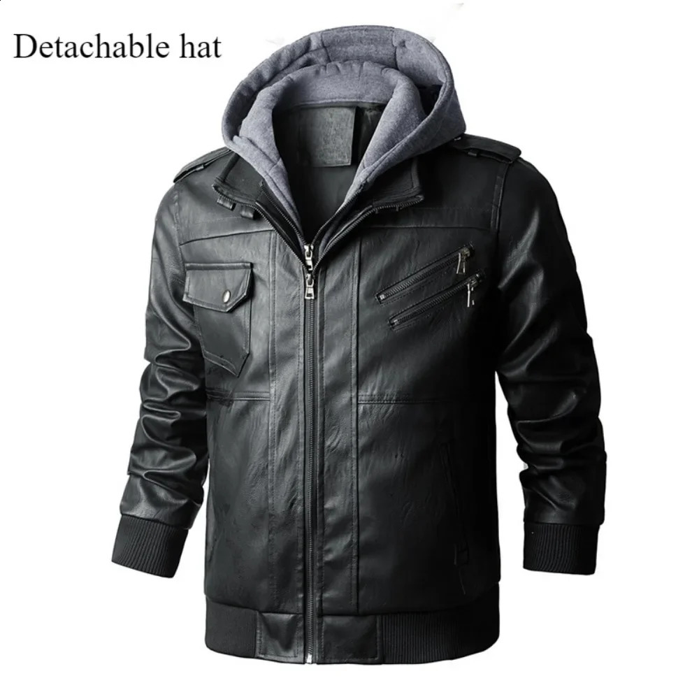Mens Leather Jackets for Men Autumn Winter Motorcycle PU Jacket Streetwear Outdoor Coats Loose Jacket 240814