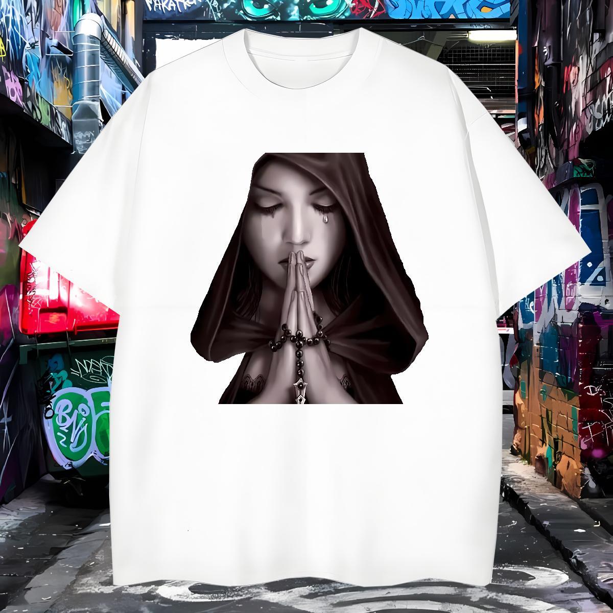 T Shirts Men 230g 100% Cotton nun Daily Wear Short Sleeve Soft Floral Print Men Tshirts Fashion Casual Unisex Top Tees