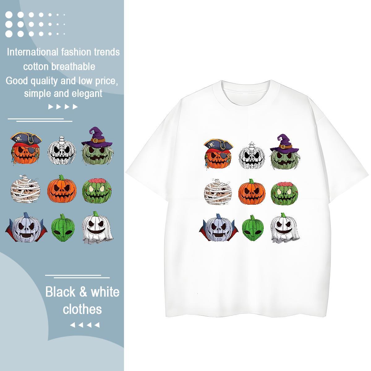 Comfortable T Shirt For Man pumpkin Breathable Short Sleeve Daily Wear Oversized 4XL 100% Cotton 230g Tshirt for Man Woman Fashion Clothings